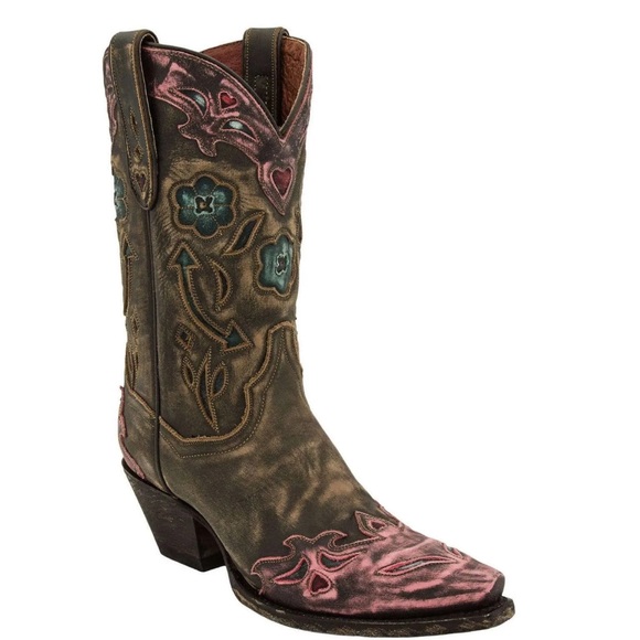 Dan Post Vintage Bluebird Snip Toe Leather Boots Western Cowgirl style DP3544 - Picture 1 of 8
